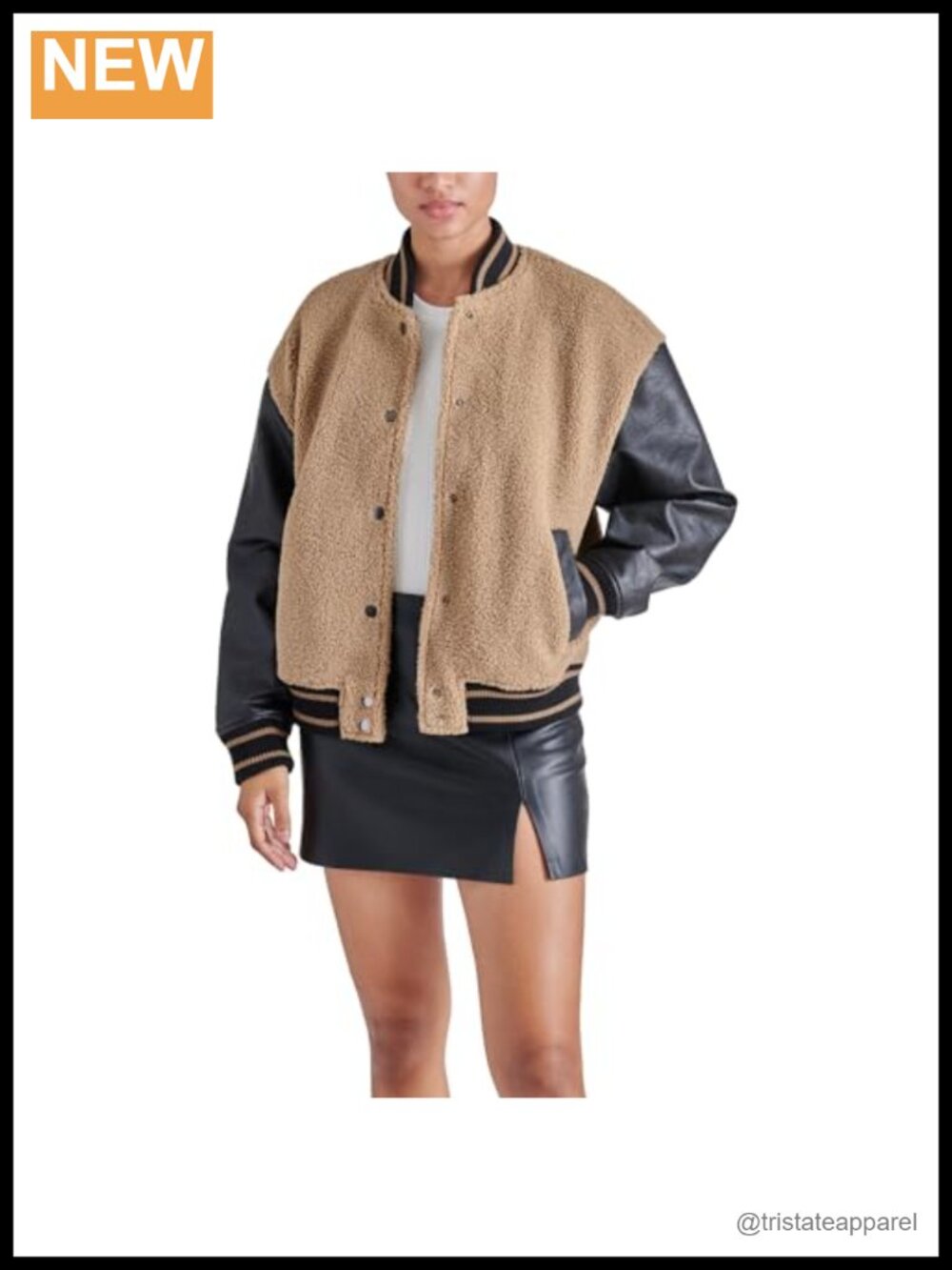 Women's Aviator Style Casual Jacket 100% Polyurethane Long Sleeve Snap Front